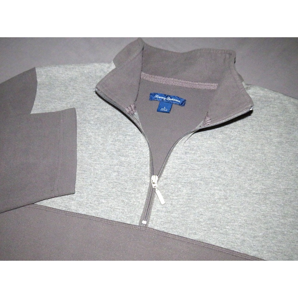 Tommy Bahama Light Weight Gray Pull Over 1/4 Zip Fleece Jacket Men's Large